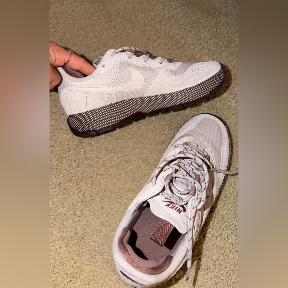 Nike white/grey Air Force One Wild with Dark Sole